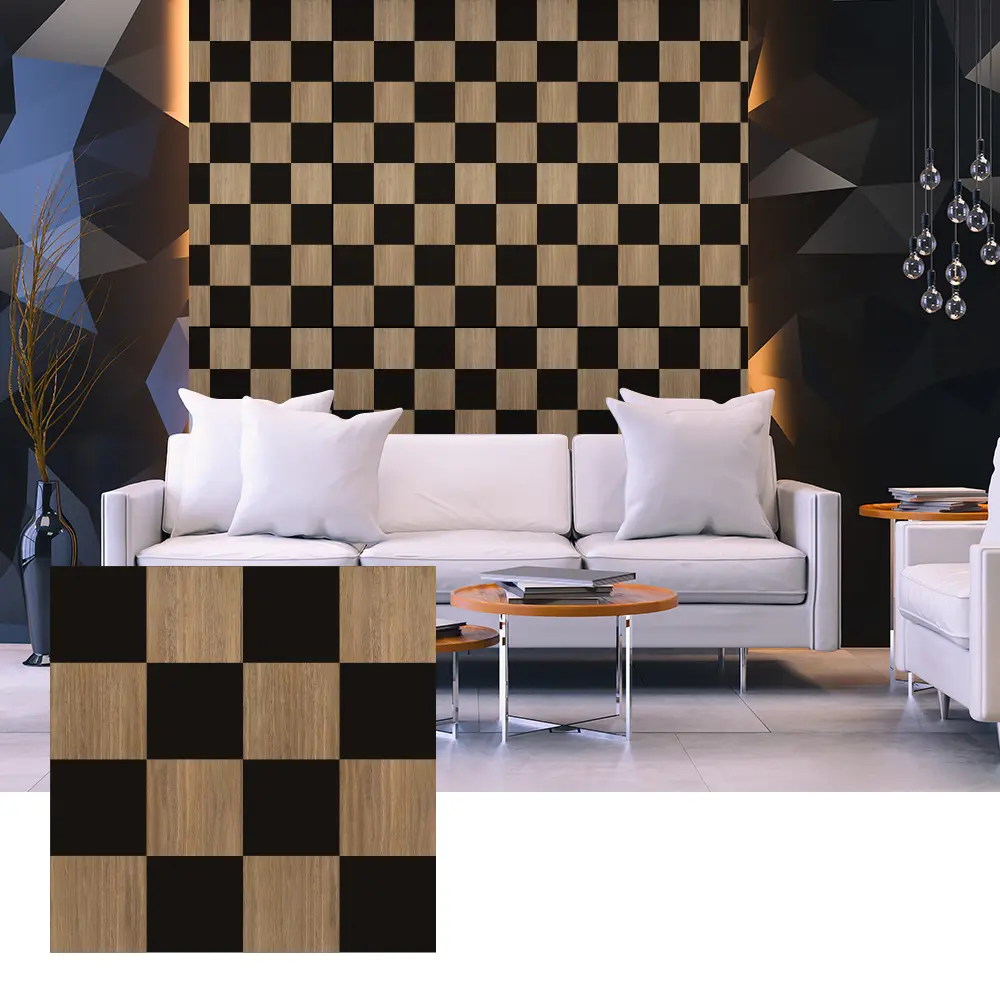 3D Wood Veneer Acoustic Panels ສໍາລັບການອອກແບບກໍາແພງພາຍໃນ