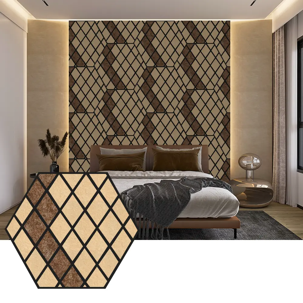 Hexagon PET Acoustic Panels ສໍາລັບການອອກແບບກໍາແພງທີ່ທັນສະໄຫມ