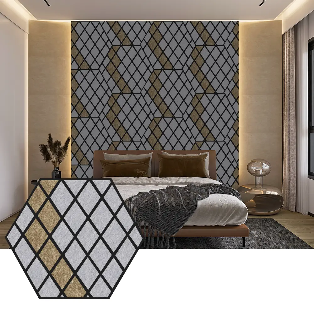 Hexagon PET Acoustic Panels ສໍາລັບການອອກແບບກໍາແພງທີ່ທັນສະໄຫມ