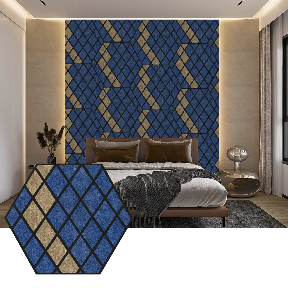 Hexagon PET Acoustic Panels ສໍາລັບການອອກແບບກໍາແພງທີ່ທັນສະໄຫມ
