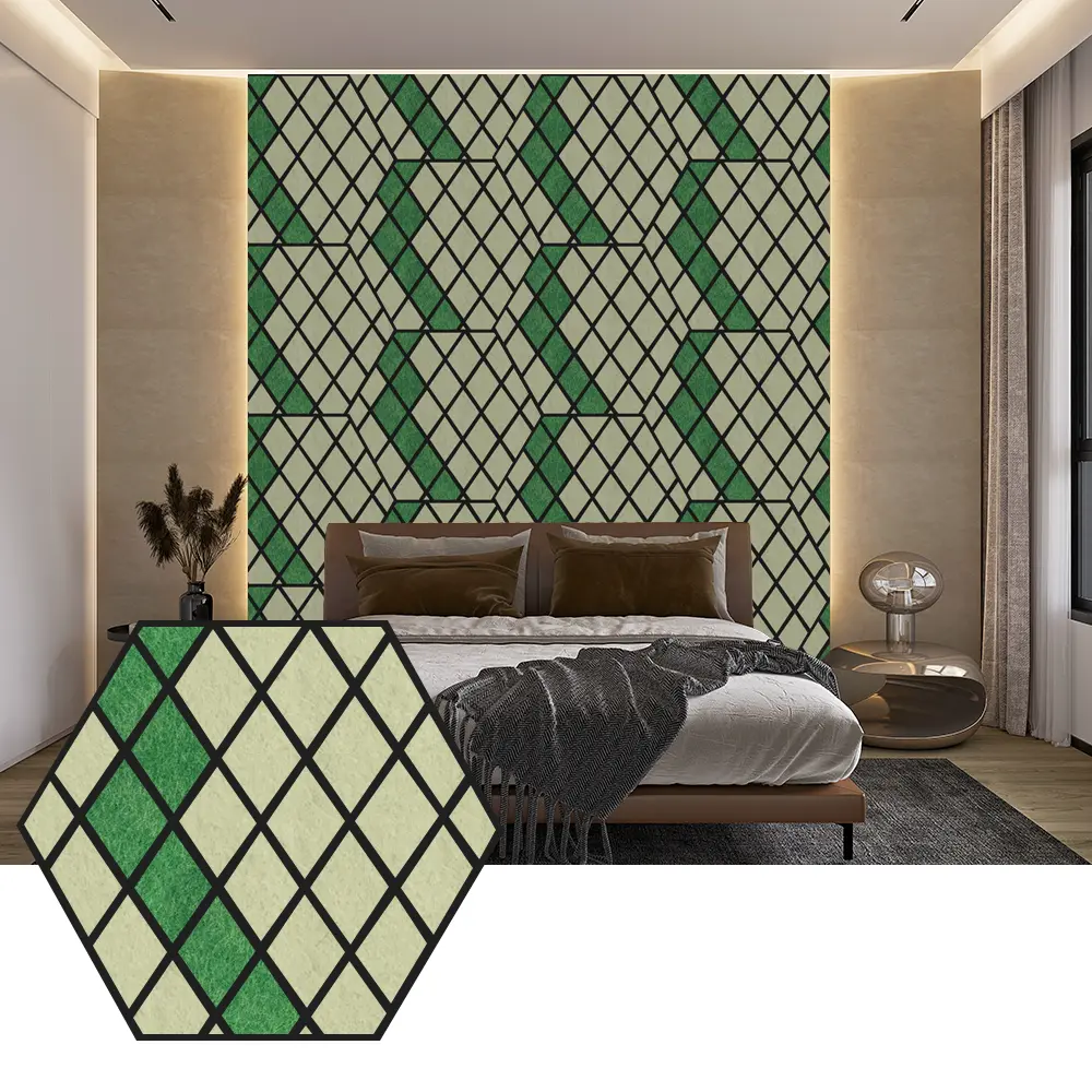 Hexagon PET Acoustic Panels ສໍາລັບການອອກແບບກໍາແພງທີ່ທັນສະໄຫມ