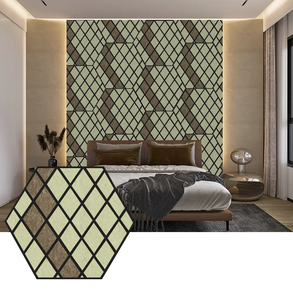 Hexagon PET Acoustic Panels ສໍາລັບການອອກແບບກໍາແພງທີ່ທັນສະໄຫມ